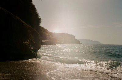 Scenic view of sea against clear sky