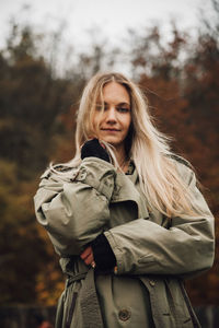 Portrait of young woman in winter