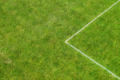 High angle view of soccer field