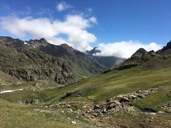 Scenic view of mountains against sky