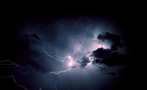 Low angle view of lightning in sky