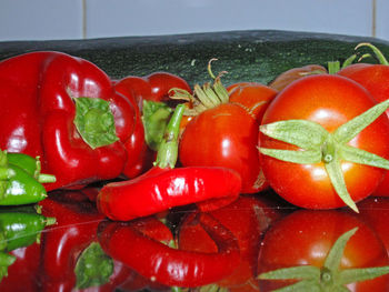 Close-up of red chili peppers