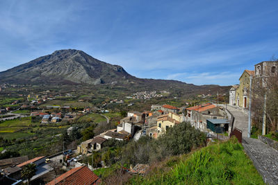 Panoramic view on the montesarchio valley, medieval village in the campania region, italy.