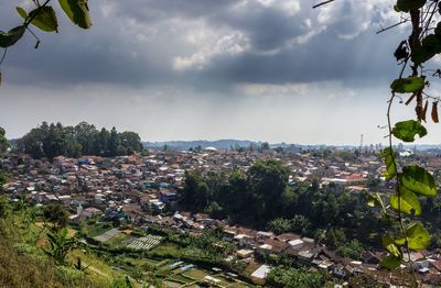 Aerial view of cityscape against sky