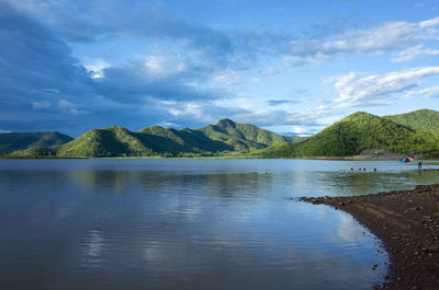 Scenic view of lake against sky