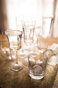 Close-up of beer in glass on table