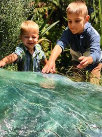 Boy playing in water