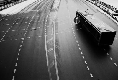 High angle view of cars on road