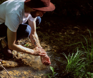 Man working in water