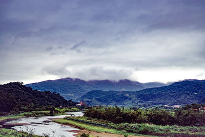 Scenic view of mountains against sky