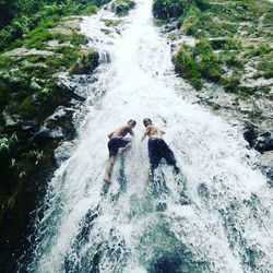 Man splashing water