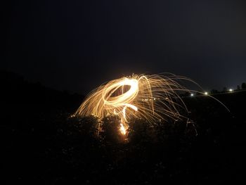 Light painting against clear sky at night