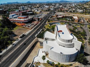 High angle view of city street