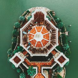 Directly above shot of building amidst water