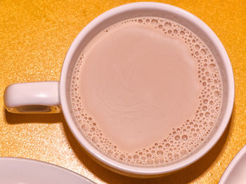 High angle view of coffee on table