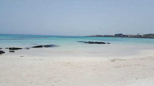 Scenic view of sea against clear sky