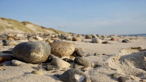 Close-up of stones on beach