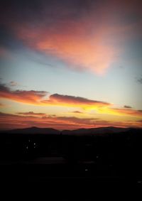 Scenic view of silhouette landscape against sky during sunset