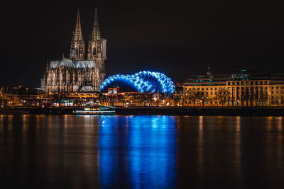 The great cathedral in cologne at night. 