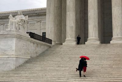 Women walking on steps