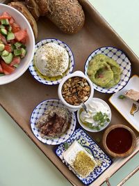 High angle view of food on table