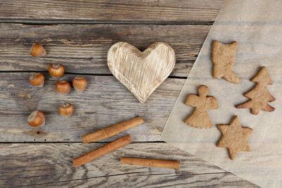 High angle view of christmas cookies