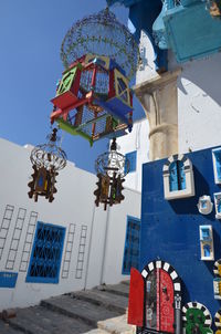 Low angle view of building against blue sky