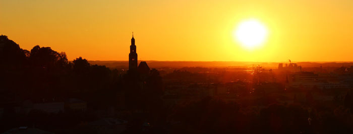 View of cityscape at sunset