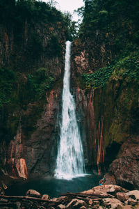 View of waterfall in forest