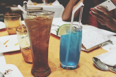 Close-up of drinks on table