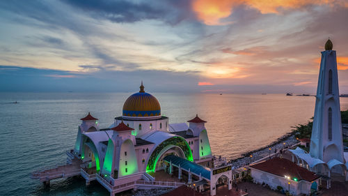 Panoramic view of sea against sky during sunset