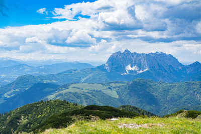 Scenic view of mountains against sky