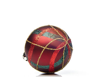 Close-up of multi colored ball on white background