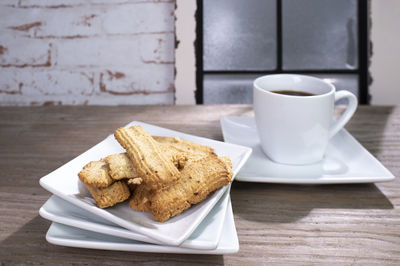 Close-up of breakfast on table