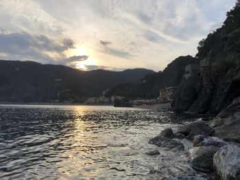 Scenic view of sea against sky during sunset