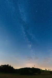 Scenic view of field against sky at night