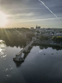 The famous bridge in avignon from above - france