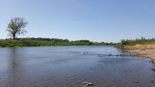 Scenic view of calm sea against clear sky