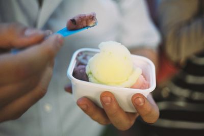 Cropped hand holding ice cream