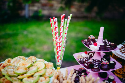 Close-up of food on table