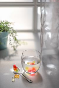 Close-up of drink in glass on table