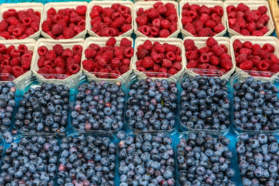 High angle view of fruits for sale in market