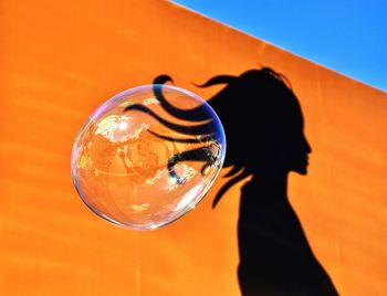 Close-up of bubble against fabric