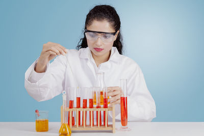 Focused scientist working in laboratory