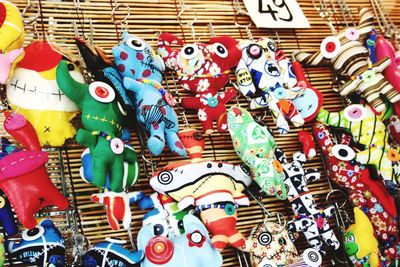 High angle view of toys for sale in market