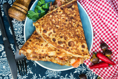 Close-up of food in plate on table