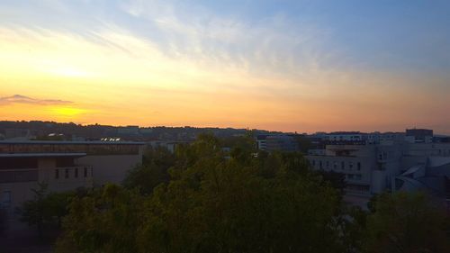 Buildings at sunset