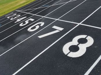 Numbers on running track