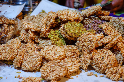 Close-up of food for sale in market