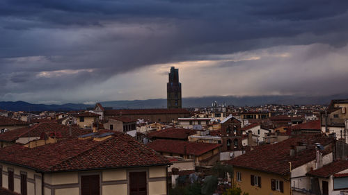 High angle view of townscape against sky